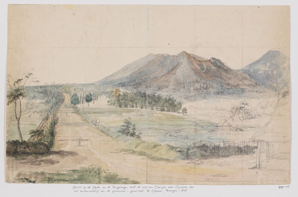 View of the Volcanoes Gede and Pangrango, Road Cianjur-Cipanas and the Governor-General