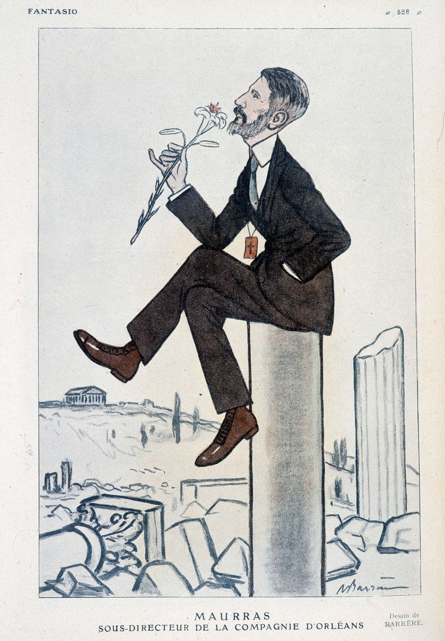 Charles Maurras, French Politician and Writer (1868-1952), Deputy Director of the Orleans Campaign - Illustration by Adrien Barrere in 