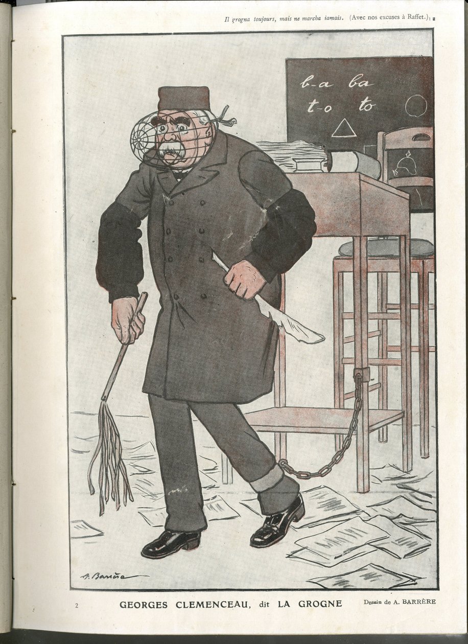 Illustration of A Barrere (1874-1931) in Fantasio, 01/05/16 - Georges Clemenceau, called La Grogne - War of 14-18, Censorship - Clemenceau George by Adrien Barrere