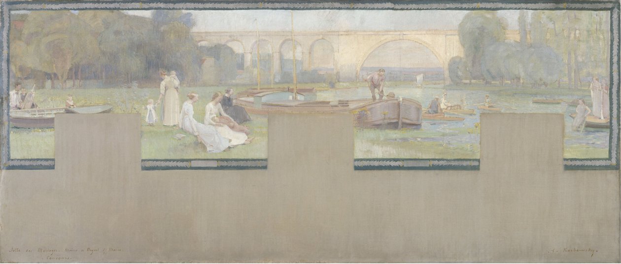 Sketch for the Town Hall of Nogent-sur-Marne: Rest - Navigation, Spring 1889 by Adrien Karbowsky