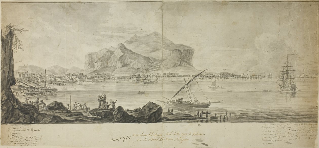 View of the City and Harbor of Palermo with a View of Monte Pellegrino by Adrien Manglard