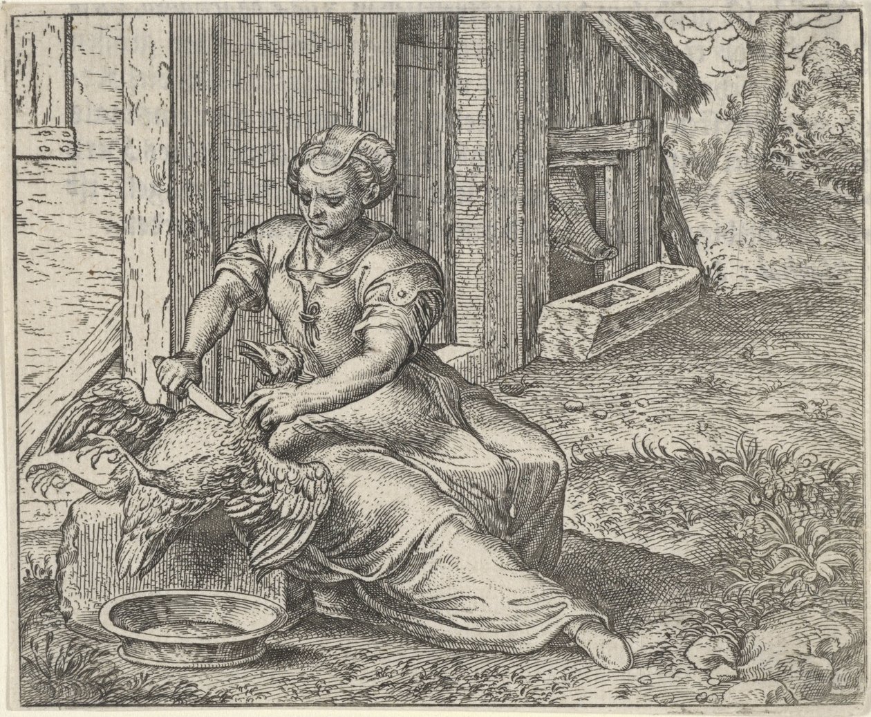 Fable of the Woman and the Hen by Egidius  Sadeler (II)