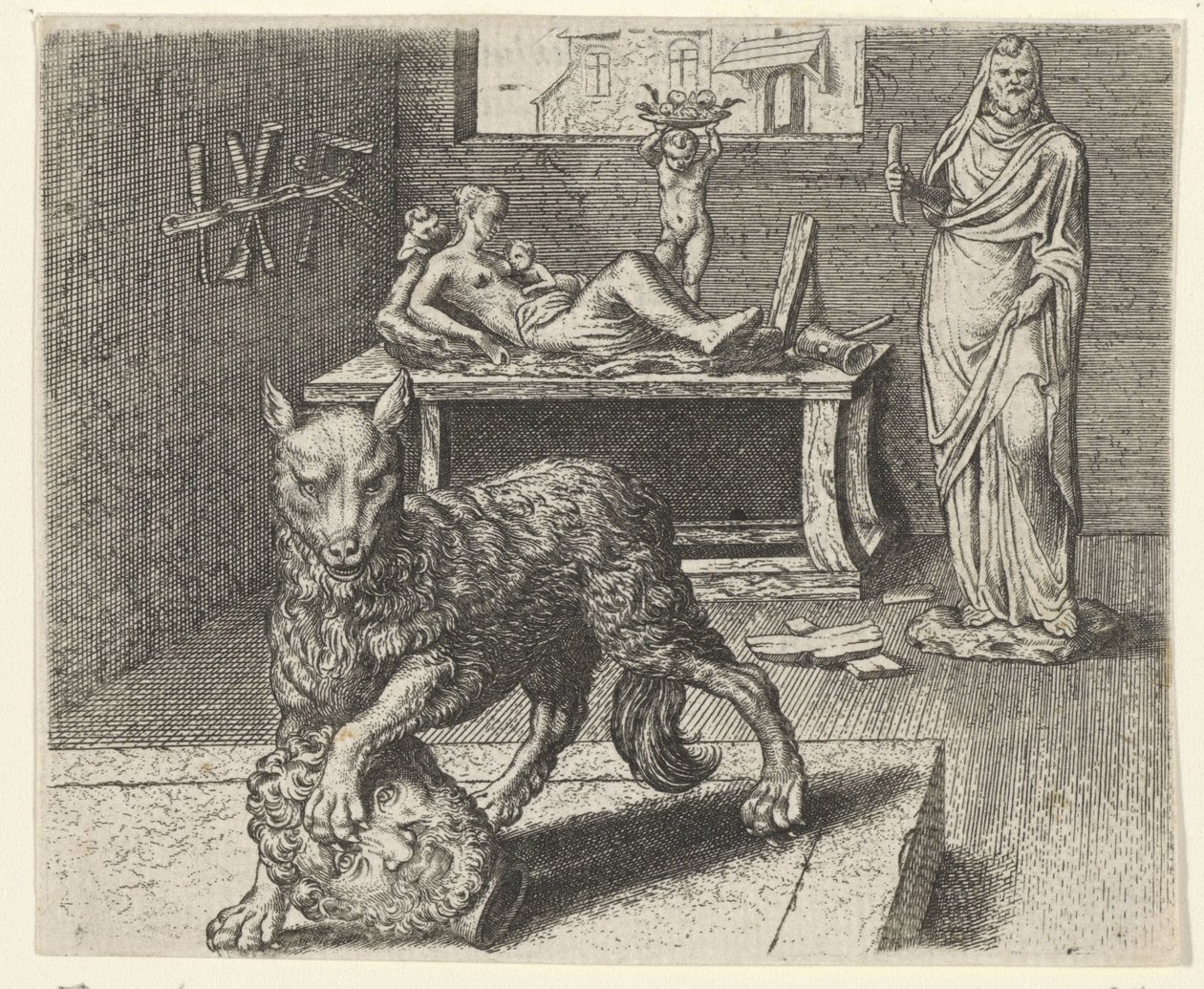 Fable of the Wolf and the Statue by Egidius  Sadeler (II)