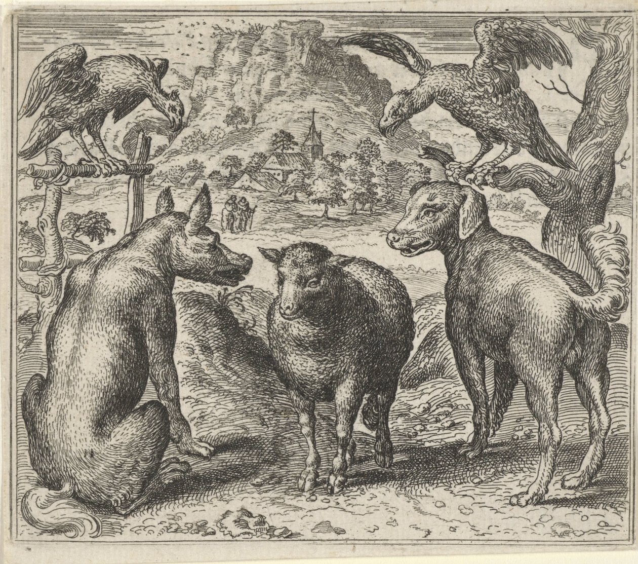 Fable of the Wolf and His Lawsuit Against the Sheep by Egidius  Sadeler (II)