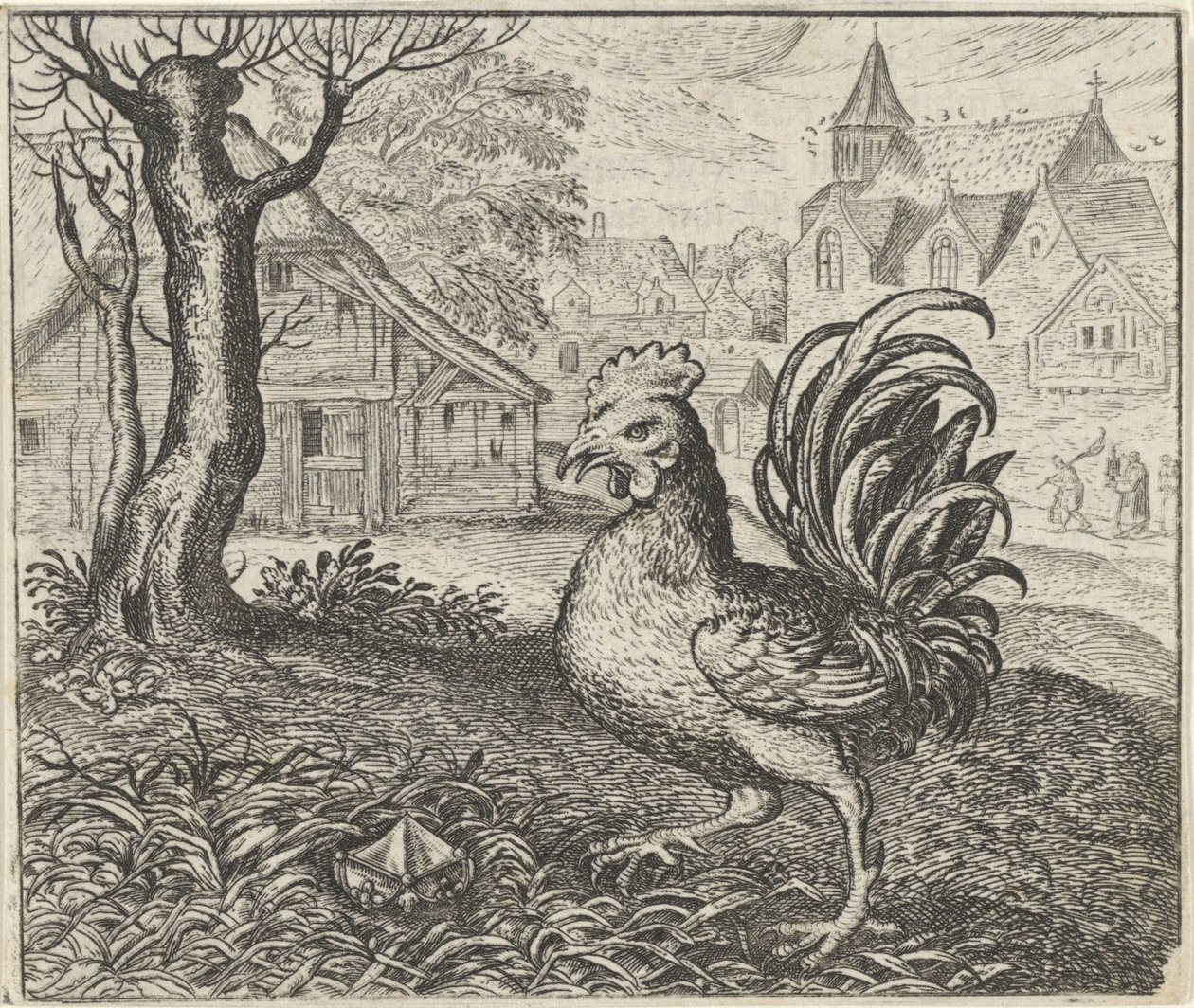 Fable of the Cock and the Diamond by Egidius  Sadeler (II)