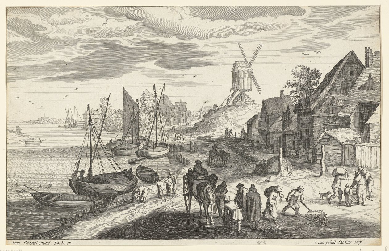 Landscape on the Coast with Windmill by Egidius  Sadeler (II)