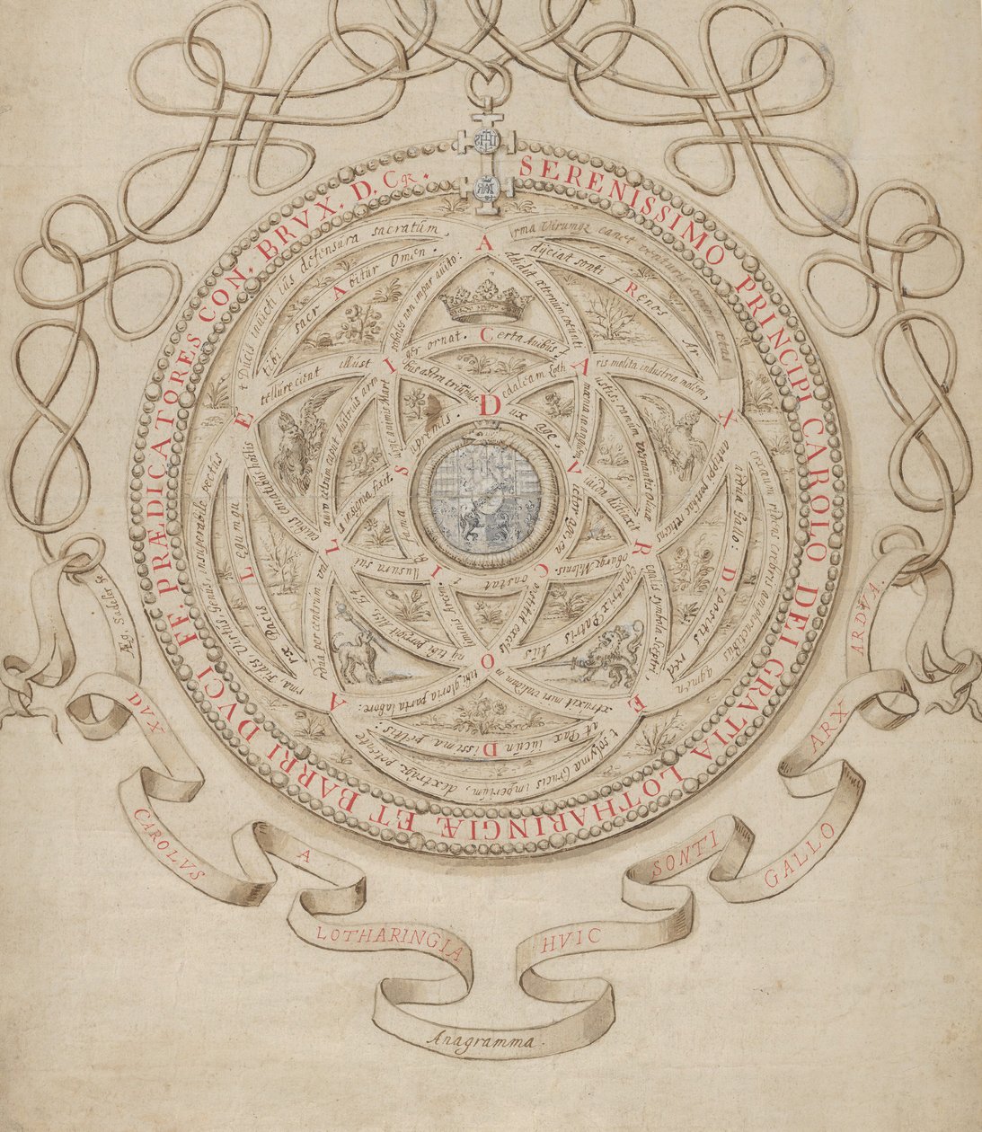 Anagram in Honor of Charles III, Duke of Lorraine and Bar by Aegidius Sadeler II