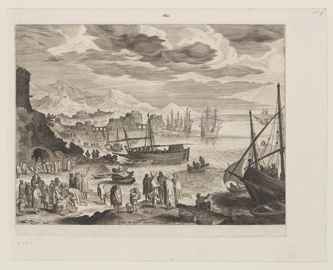 Seashore with Fisherman and Fishmongers by Aegidius Sadeler II