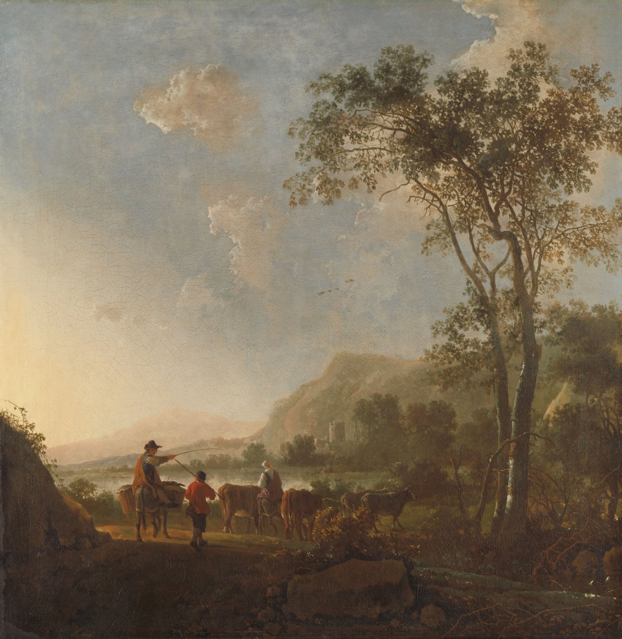 Landscape with Herdsmen and Cattle by Aelbert (after) Cuyp
