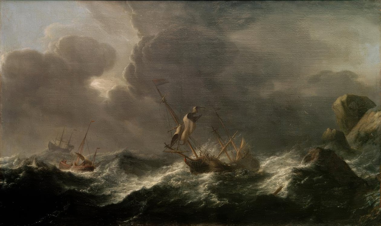 Ships in Distress off a Rocky Coast by Aernout Smit