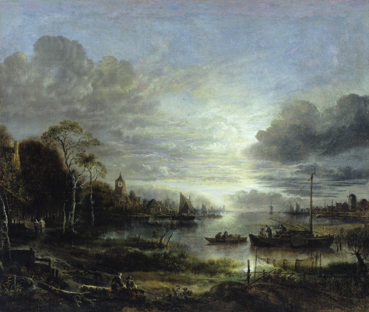 Landscape in Moonlight by Aert van der Neer