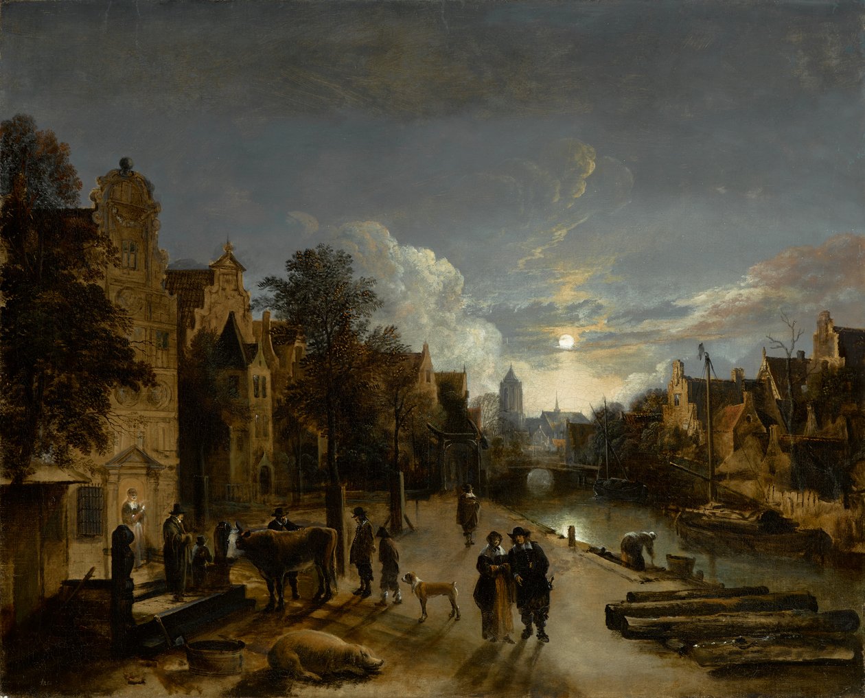 Canal Scene in Moonlight by Aert van der Neer