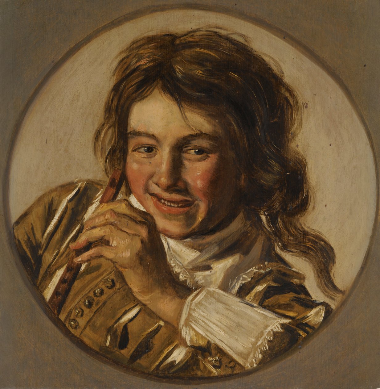 Laughing boy with a flute by After Frans Hals