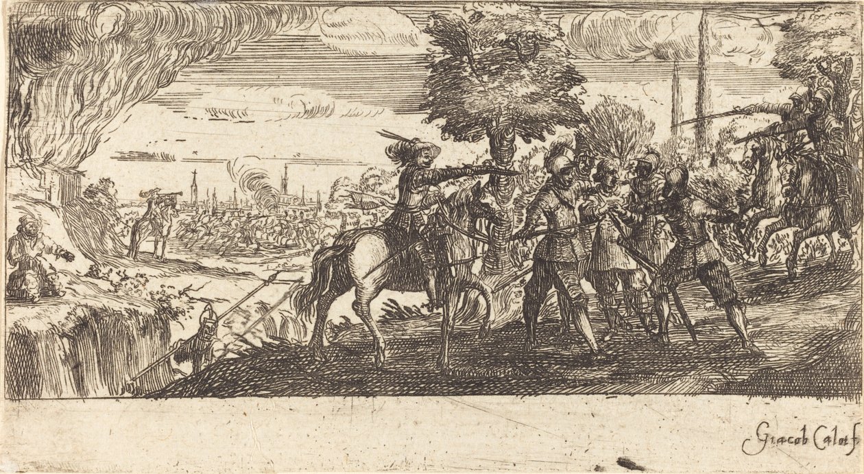 Landscape with Battle Scene by After Jacques Callot