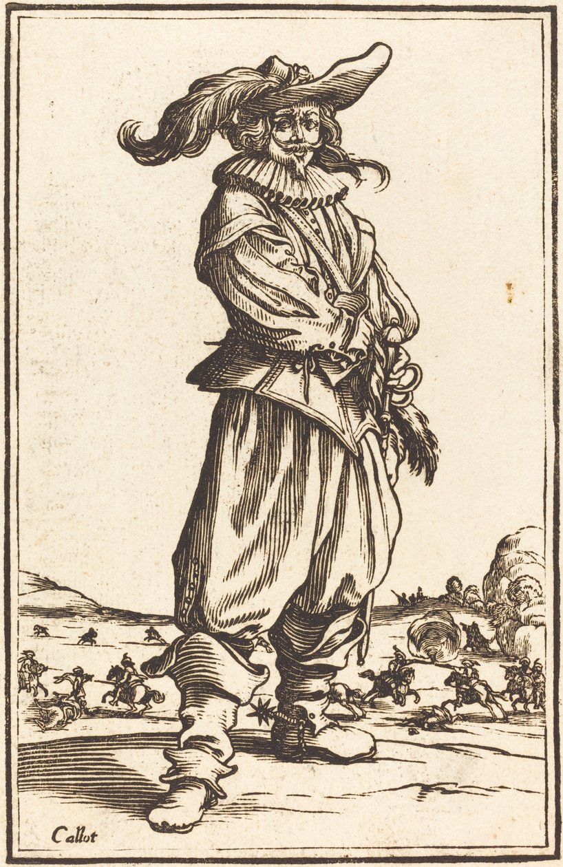 Soldier with Feathered Cap by After Jacques Callot