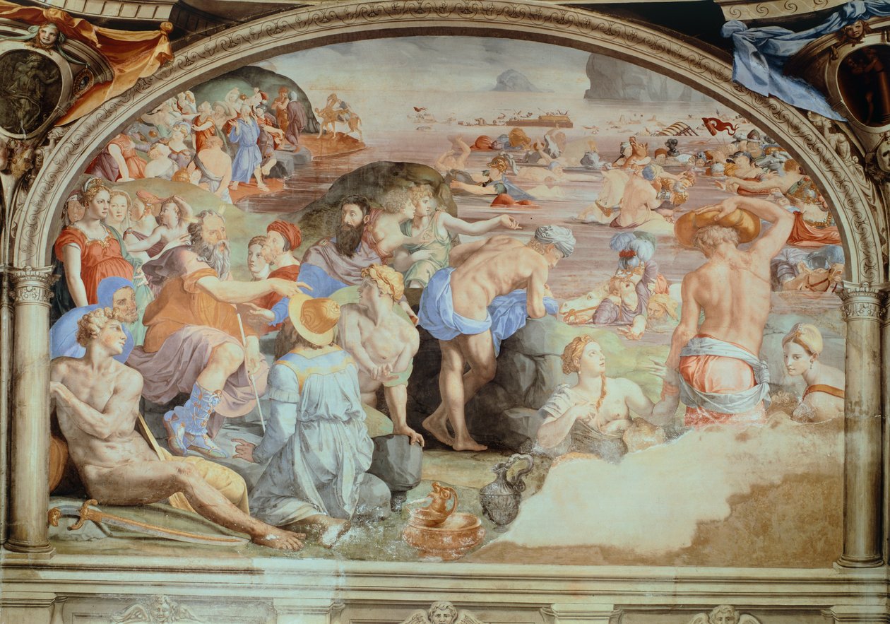 Crossing Red Sea, fresco by Agnolo Bronzino by Agnolo Bronzino