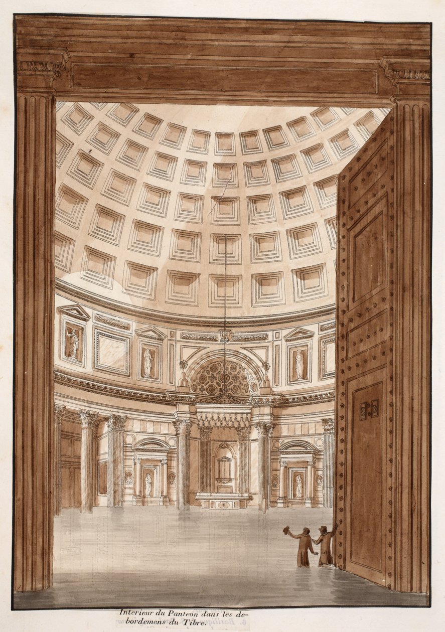 Interior of the Pantheon after the Tiber broke its banks by Agostino Tofanelli