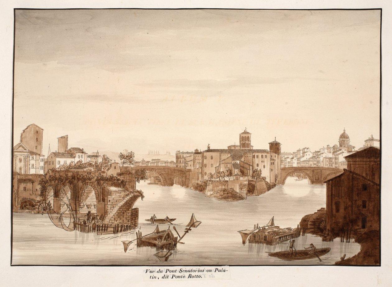 View of the Palatine or Senatorius Bridge, called the Ponte Rotto by Agostino Tofanelli