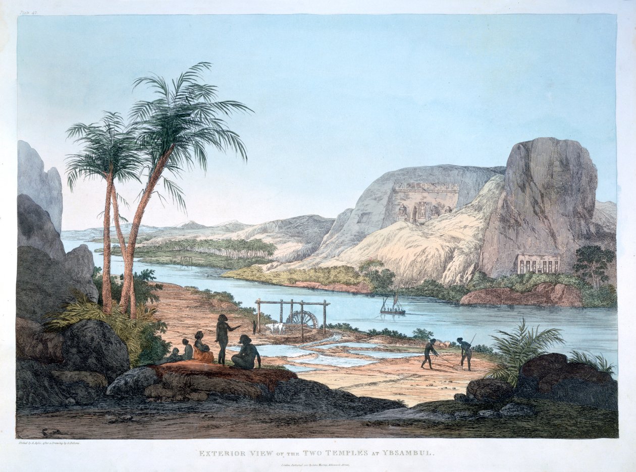 Exterior View of the Two Temples at Ybsambul, Egypt by Agostino Aglio