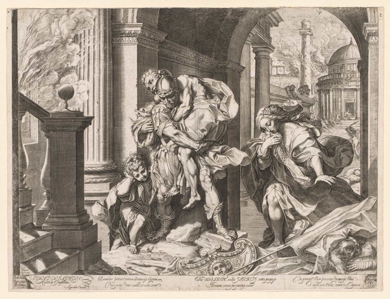Aeneas and His Family Fleeing Troy by Agostino Carracci