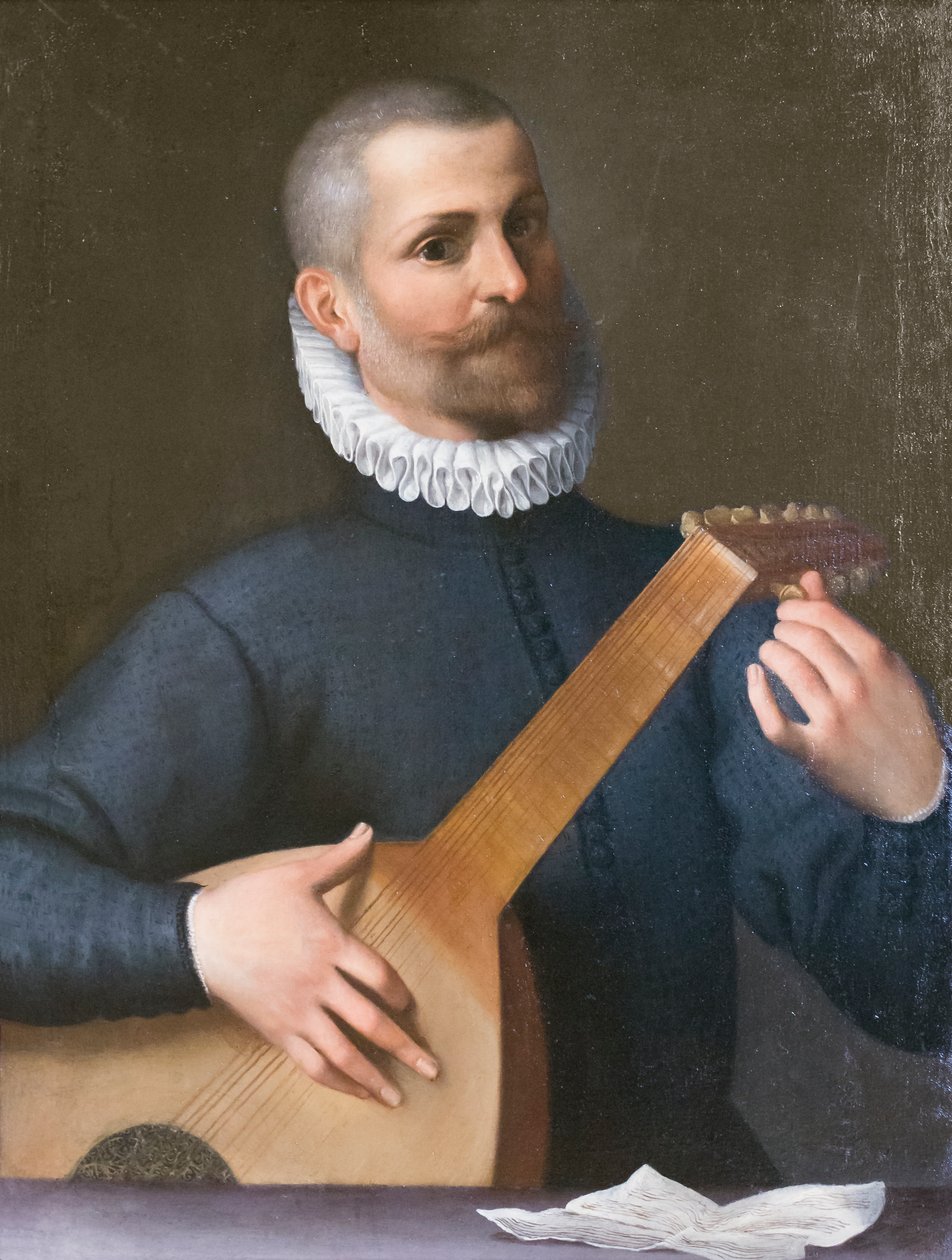 Portrait of a Lute Player, Possibly Orazio Bassani by Agostino Carracci
