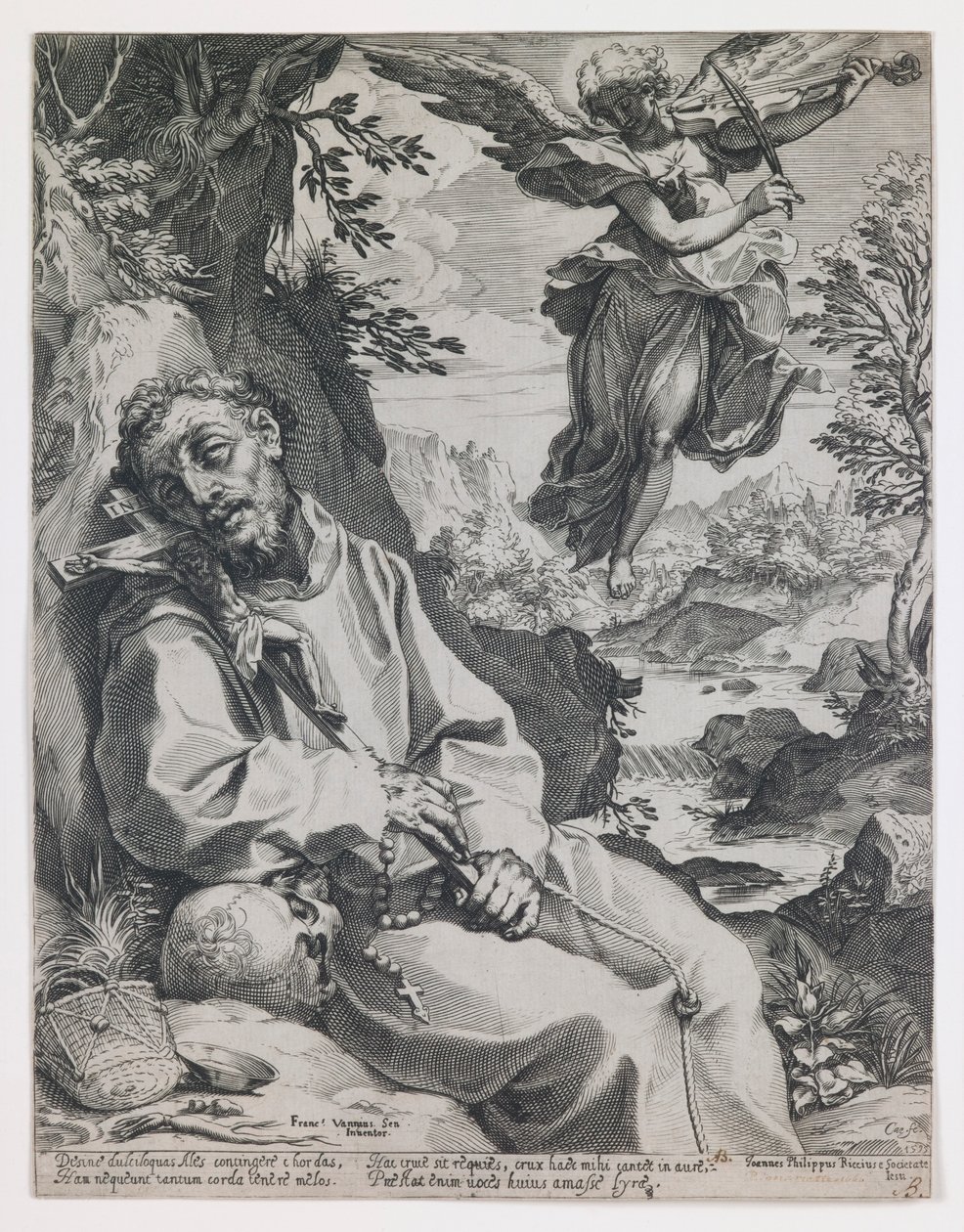 Saint Francis Consoled by the Musical Angel by Agostino Carracci