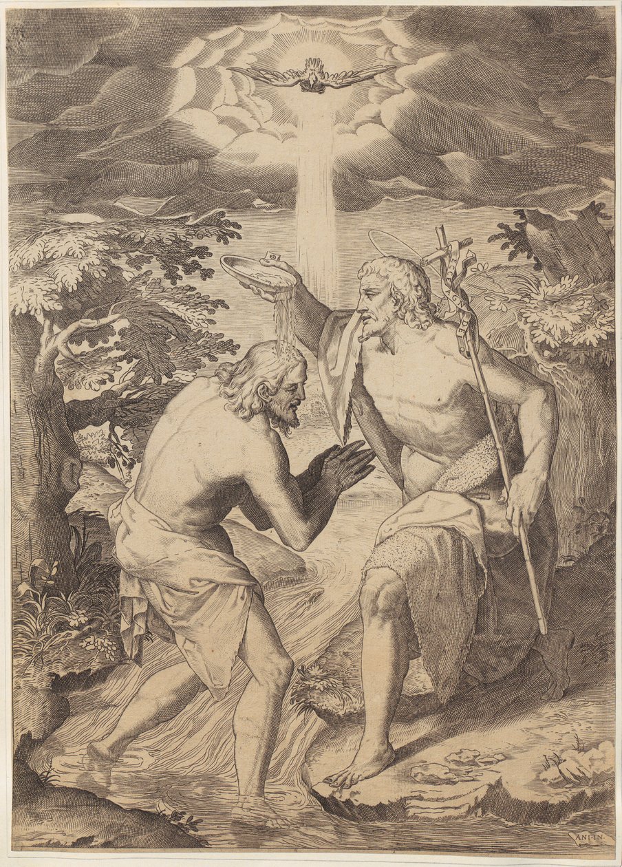 Baptism of Christ by Agostino Carracci