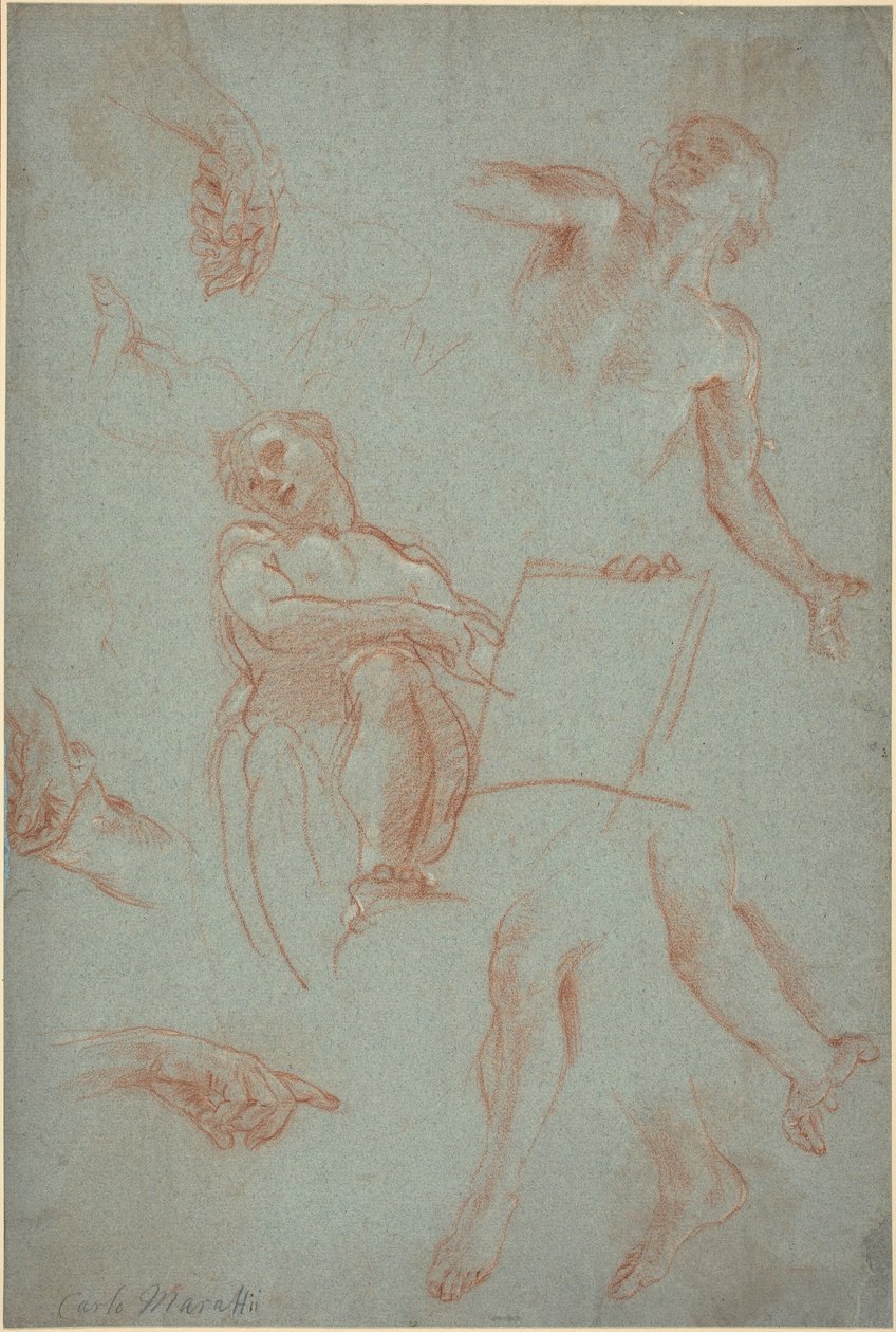 Sheet of Studies with Figures, Hands, and Feet by Agostino Masucci