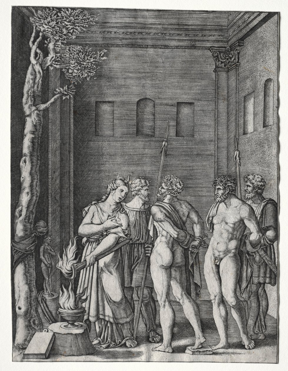 Orestes and Pylades Brought to Iphigenia for Sacrifice by Agostino Musi