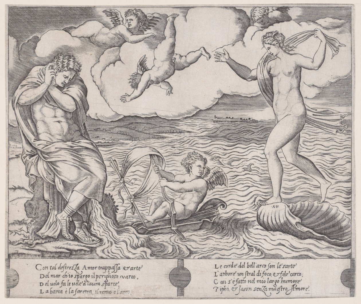Eros in the Sea by Agostino Veneziano
