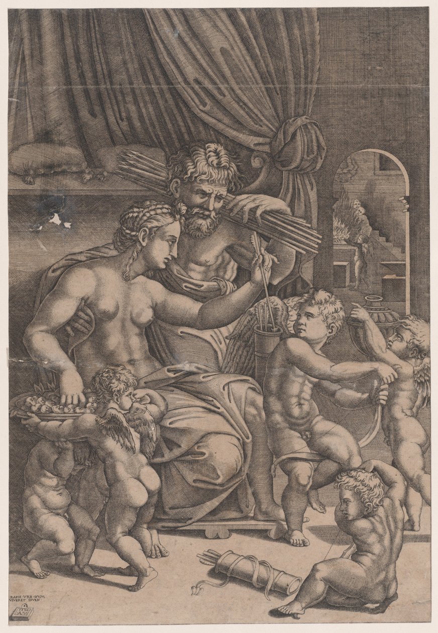 Venus and Vulcan Surrounded by Cupids by Agostino Veneziano