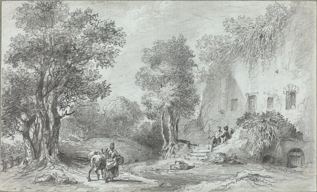 Landscape with Peasants before an Inn by Aignan Thomas Desfriches