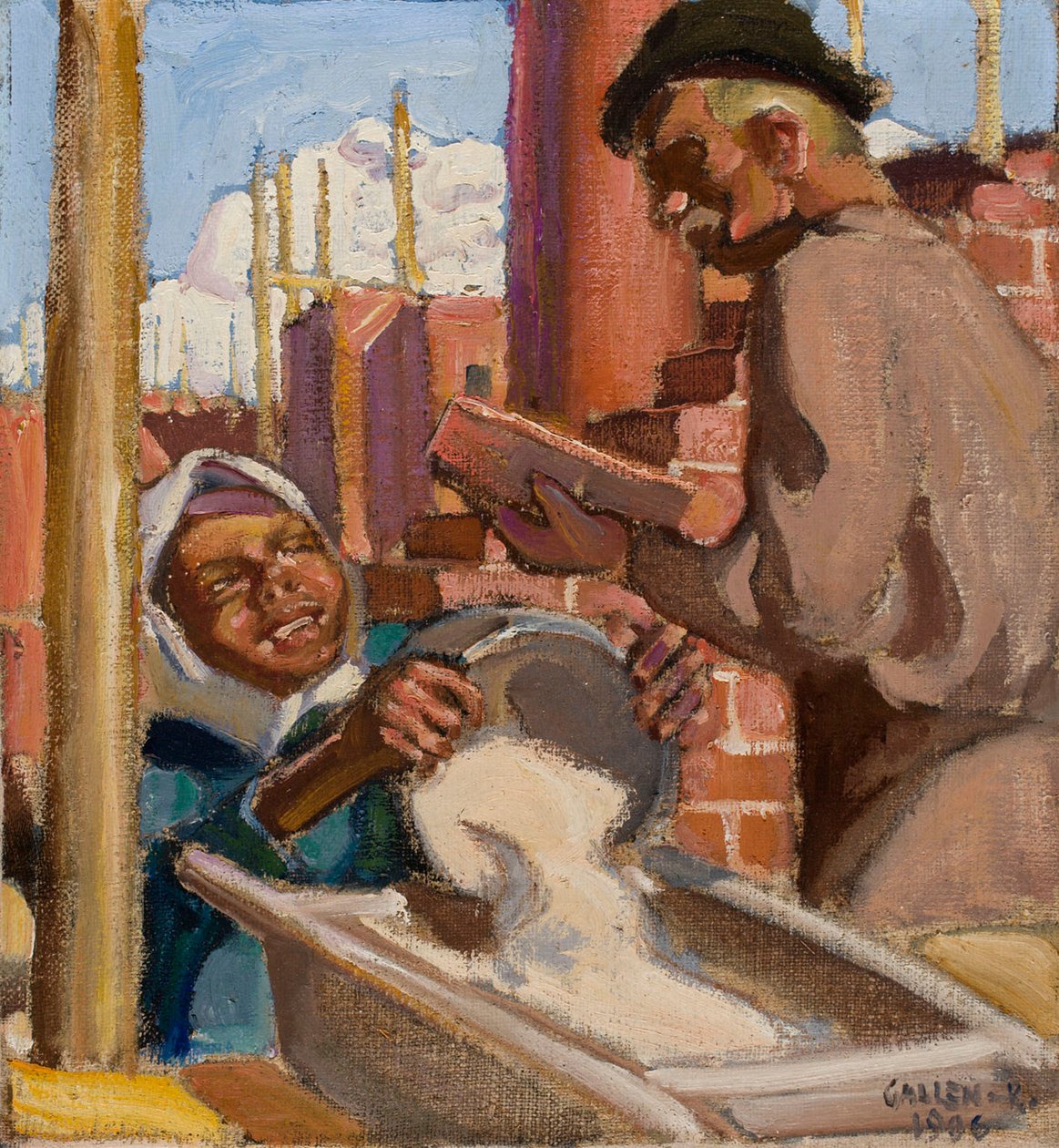 At a Building Site by Akseli Gallen-Kallela