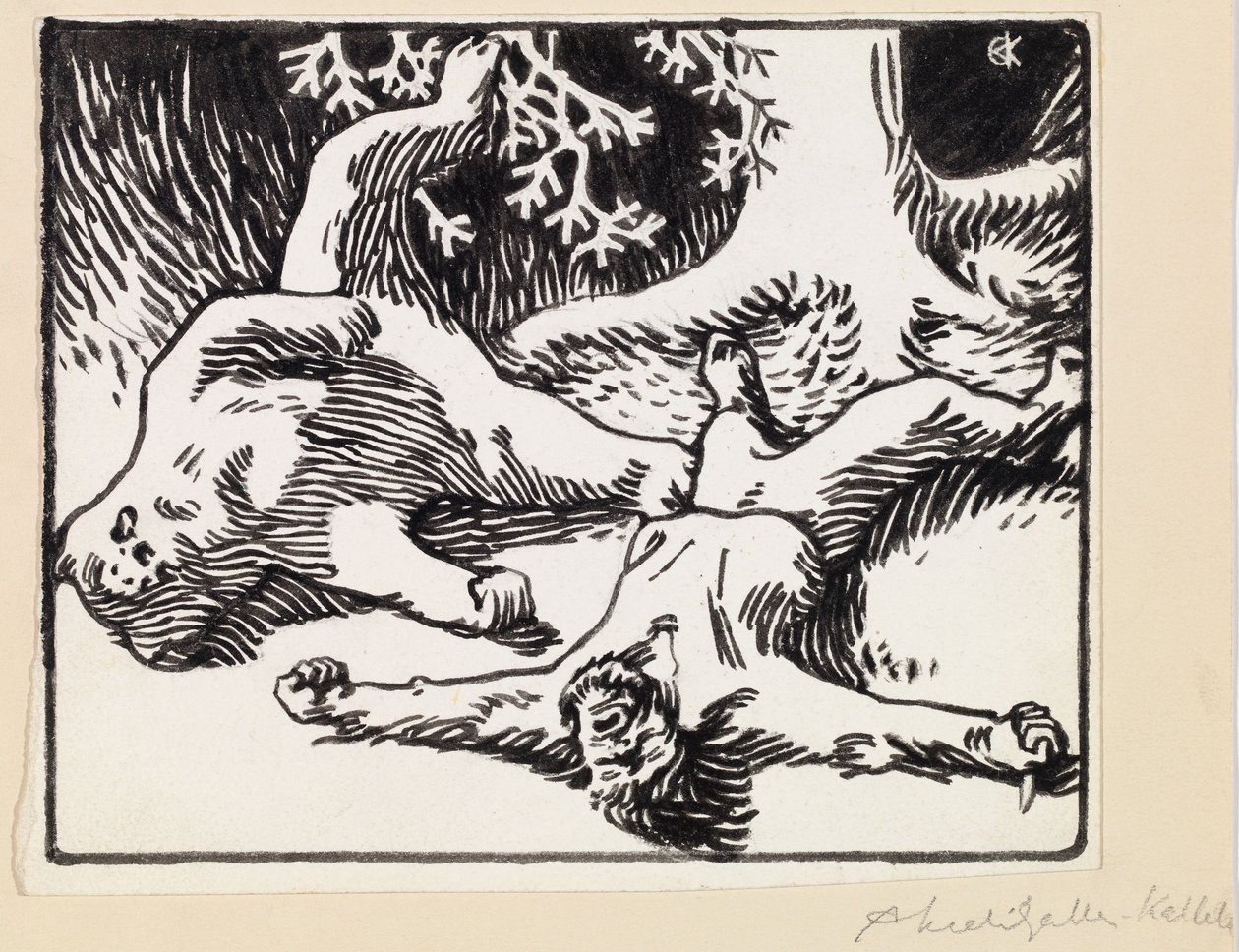 Man and Bear Killed in Combat by Akseli Gallen-Kallela