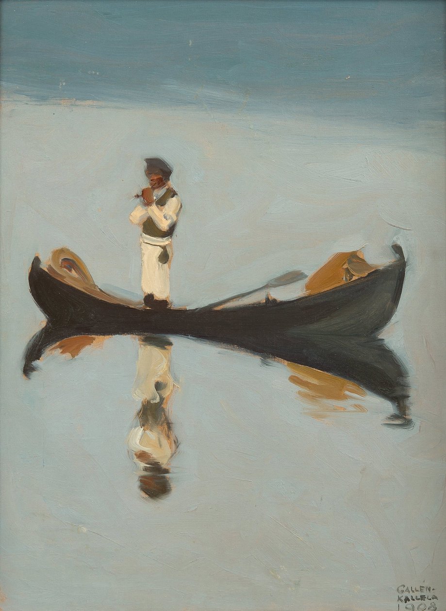 Man fishing by Akseli Valdemar Gallen-Kallela