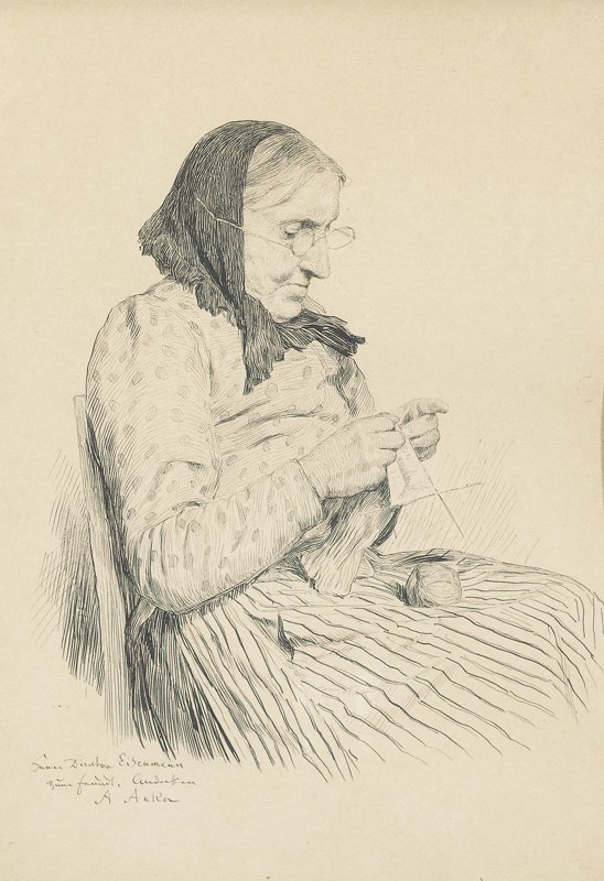 Knitting Grandmother by Albert Anker