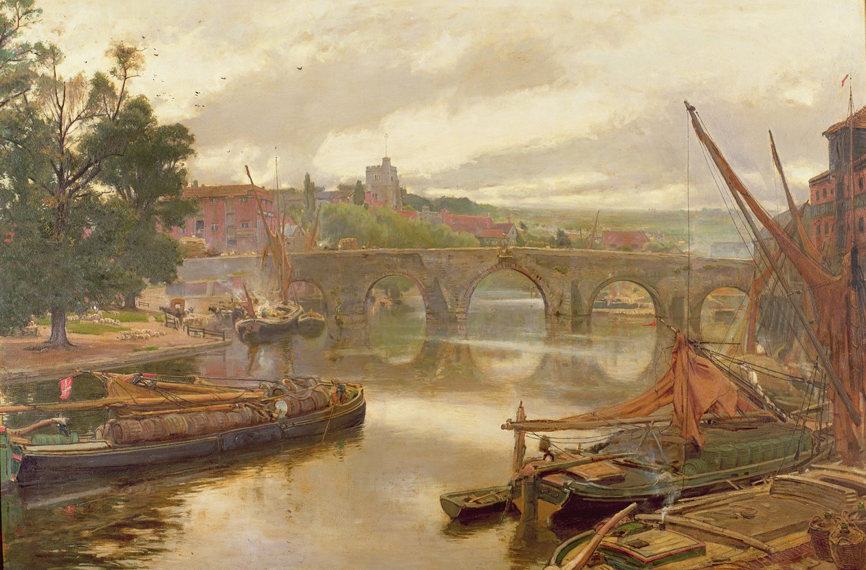 The Old Bridge, Maidstone, View Looking South by Albert Goodwin
