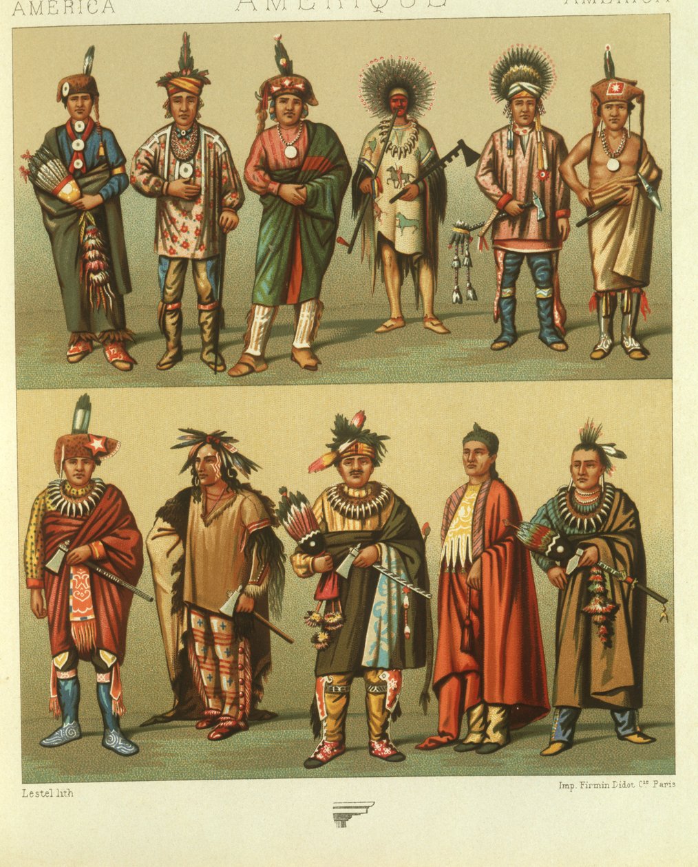 Illustration of North American Indians from Kansas and Nebraska