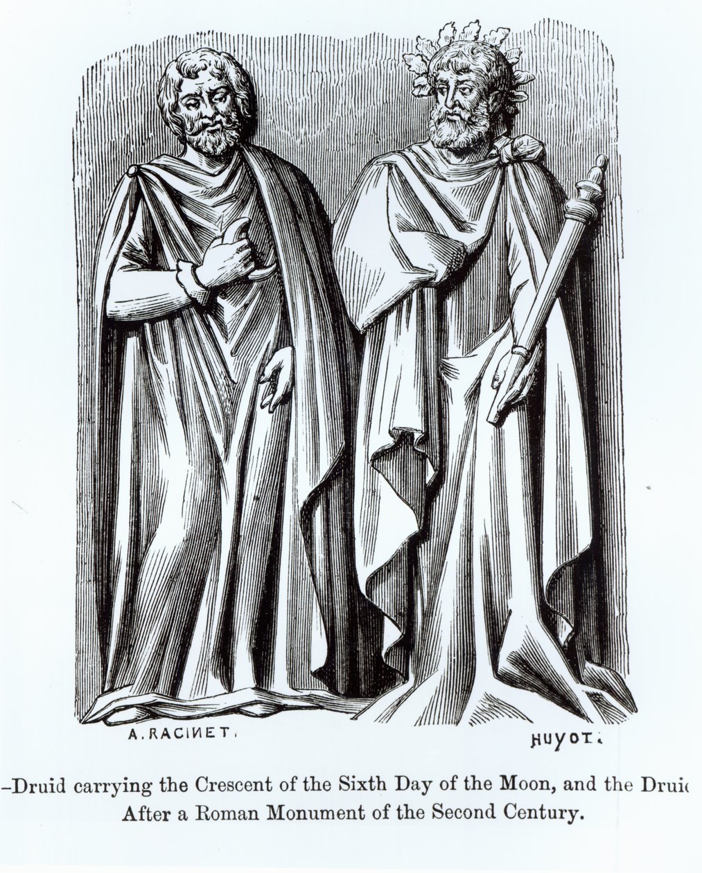 Two Druids, One Carrying the Crescent of the Sixth Day of the Moon, after a Roman Monument of the Second Century, Illustration from Science and Literature in the Middle Ages and the Renaissance by Albert Charles August Racinet