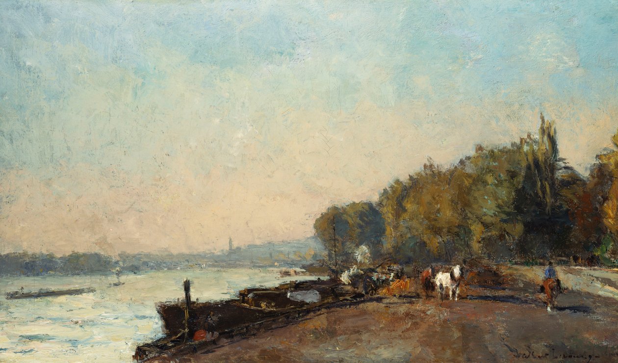 On the Bridge at Suresnes in Autumn by Albert-Charles Lebourg
