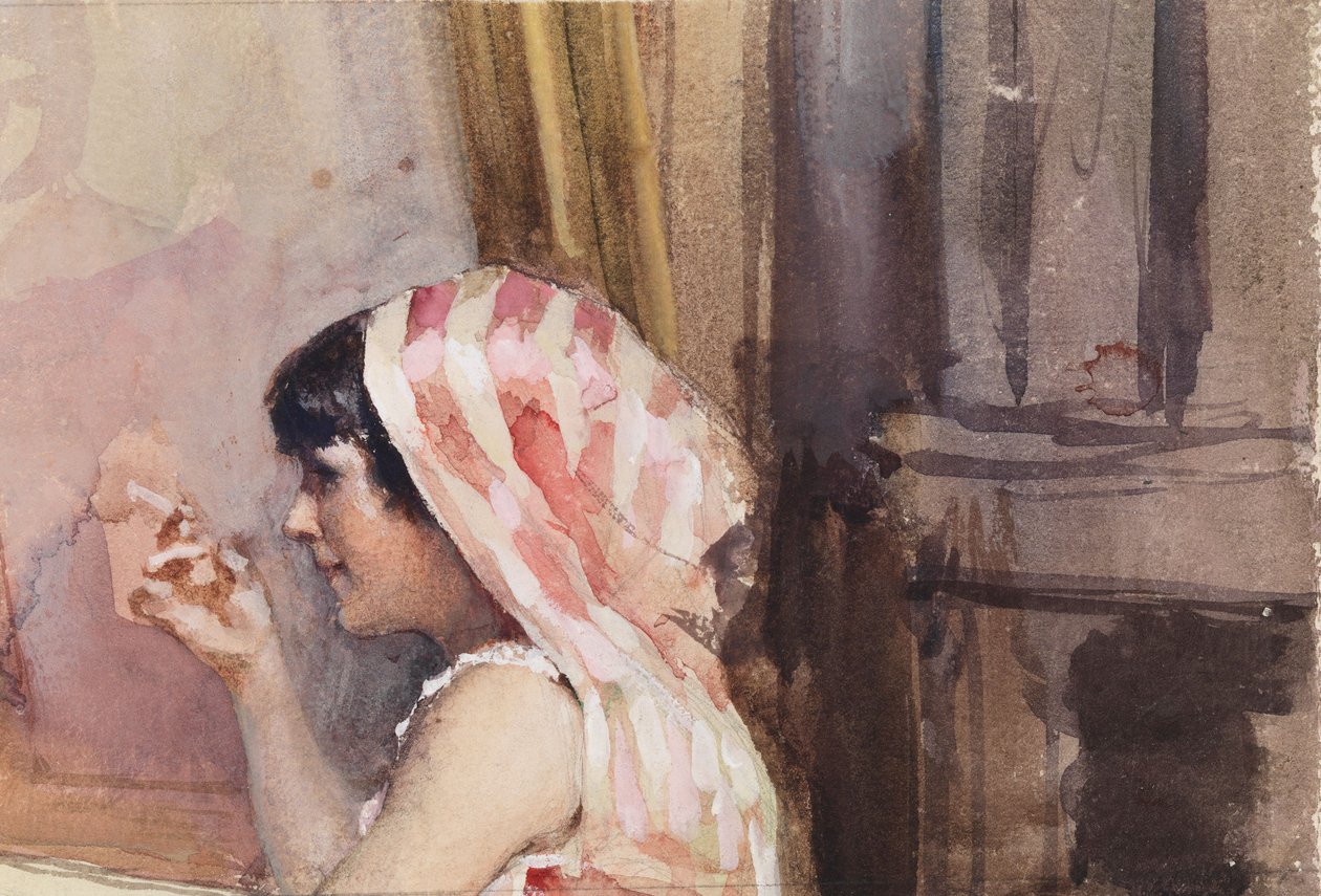 A Smoking Girl, Study from Spain by Albert Edelfelt
