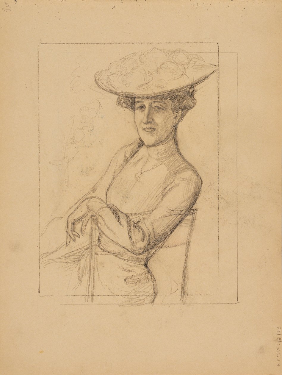 Sitting Woman with a Hat by Albert Edelfelt