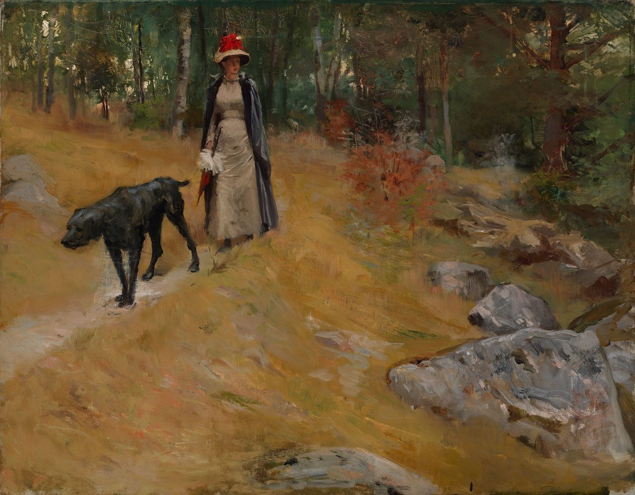 On the Shore Bank (Annie Edelfelt with a Dog) by Albert Edelfelt