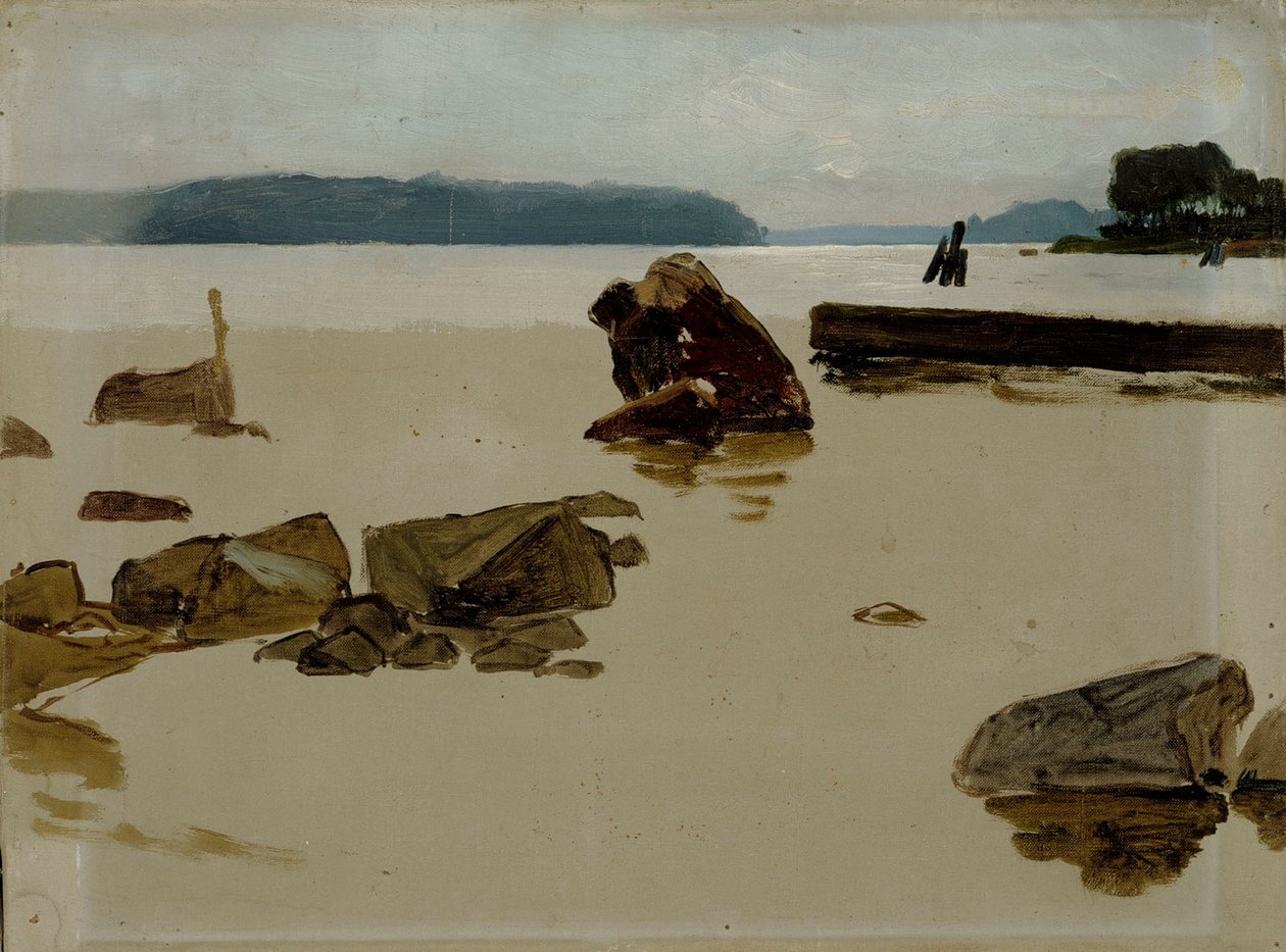Open Sea off Haikko, Study for Boys Playing on the Shore by Albert Edelfelt