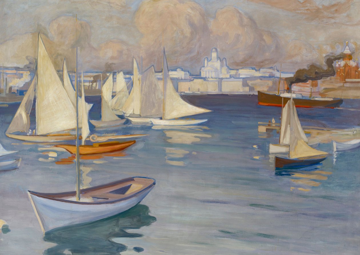 The Nyland Yacht Club Harbour in Helsinki by Albert Edelfelt