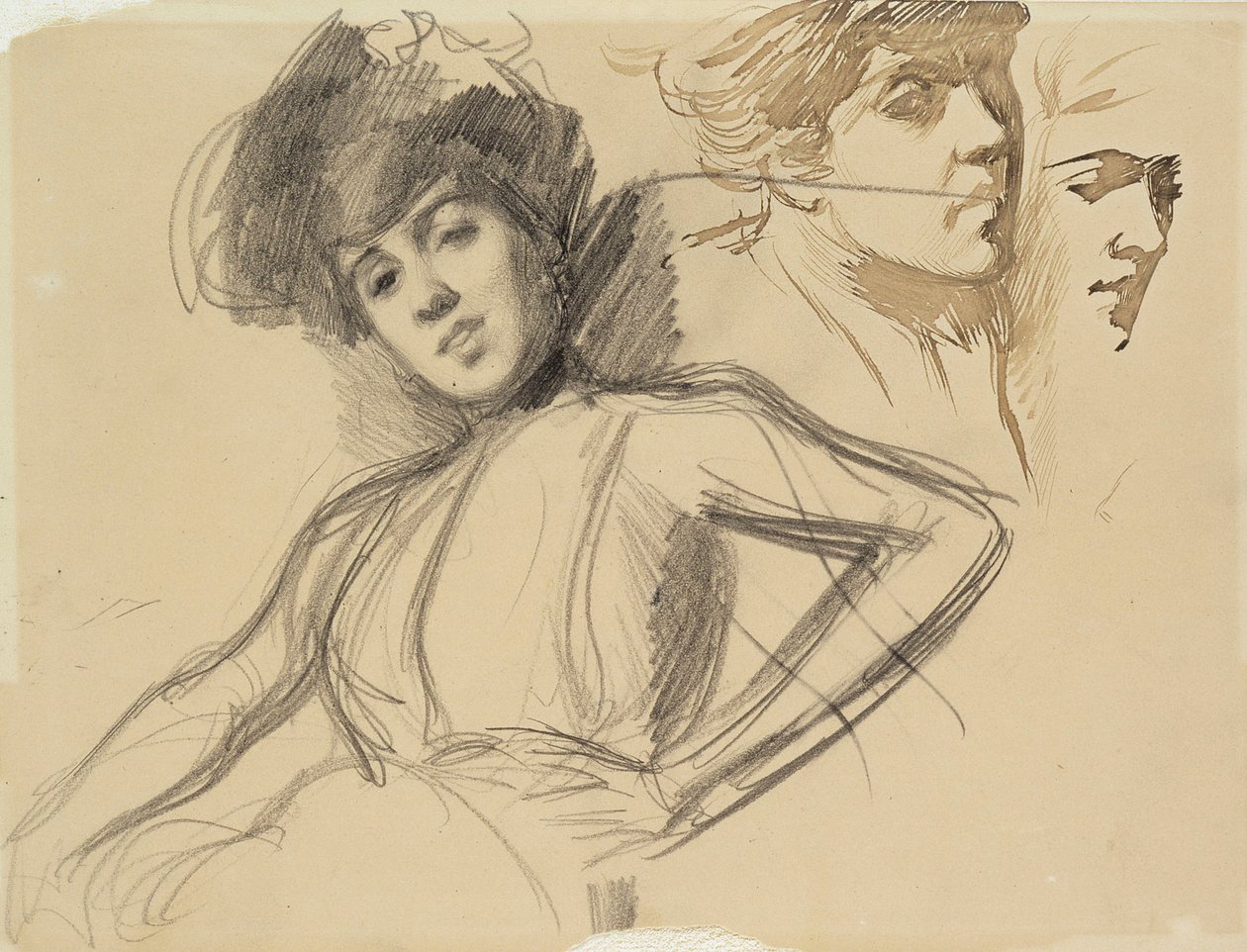 Three Studies for Portrait by Albert Edelfelt