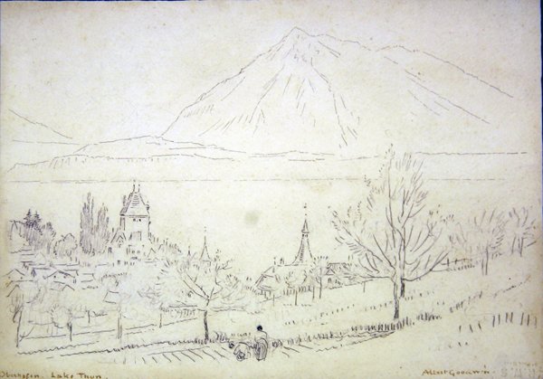 Lake Thun, Oberhofen by Albert Goodwin
