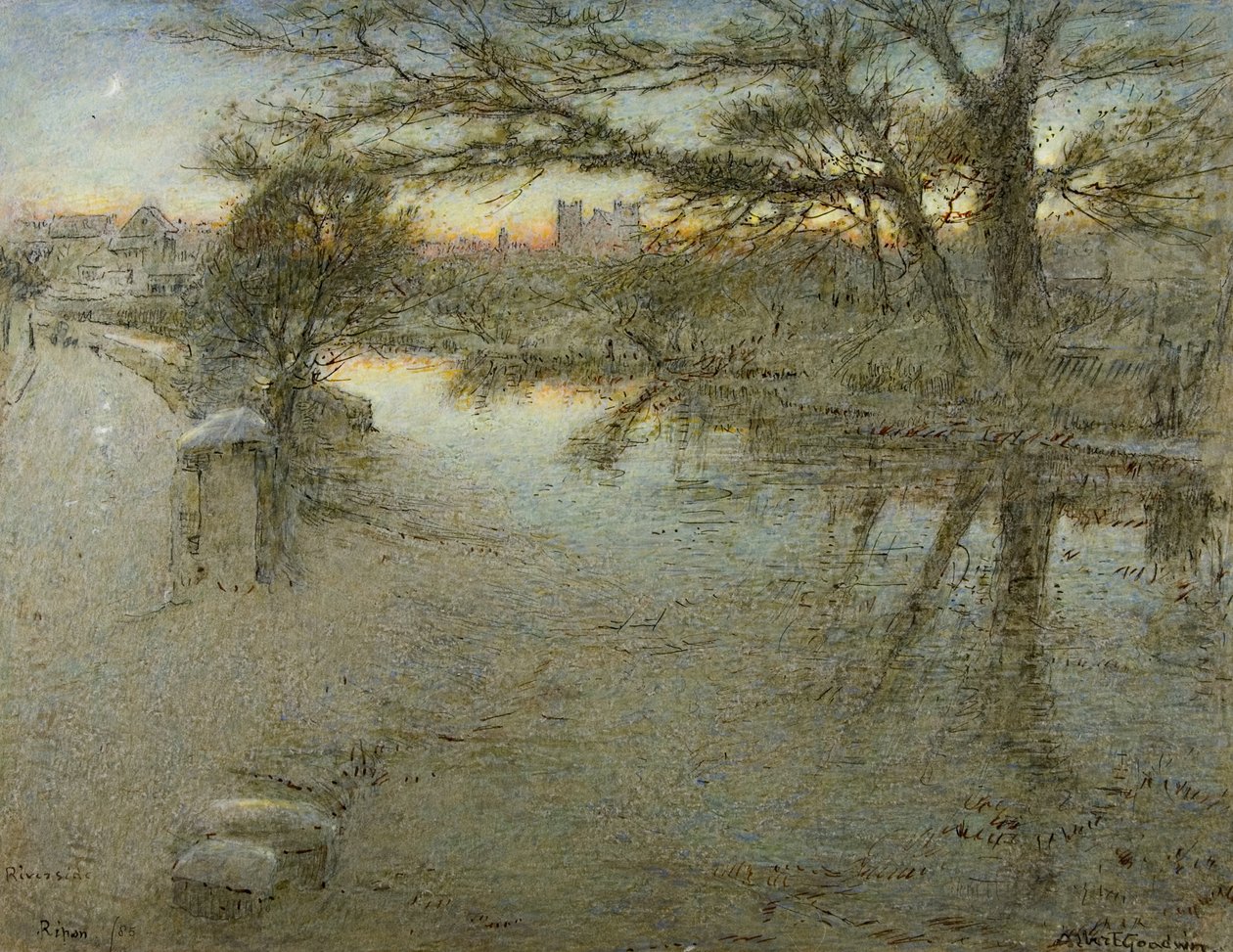 Riverside, Ripon by Albert Goodwin: Buy fine art print