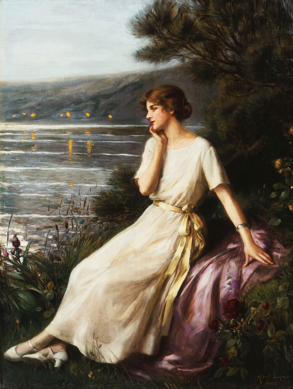Portrait of a Woman by a Lake by Albert Lynch