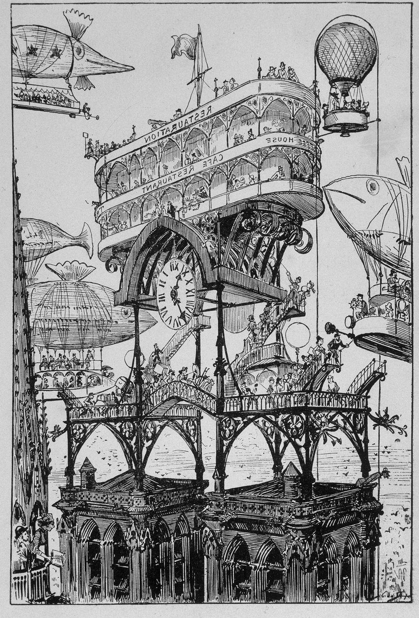 International Hotel at the top of the Arc de Triomphe by Albert Robida